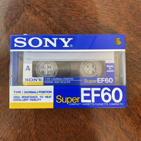 SONY  SUPER  EF  60  VS  IV    TYPE I   BLANK CASSETTE TAPE (1) (SEALED) - Picture 1 of 7